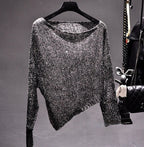 Asymmetric Sequin Blouse