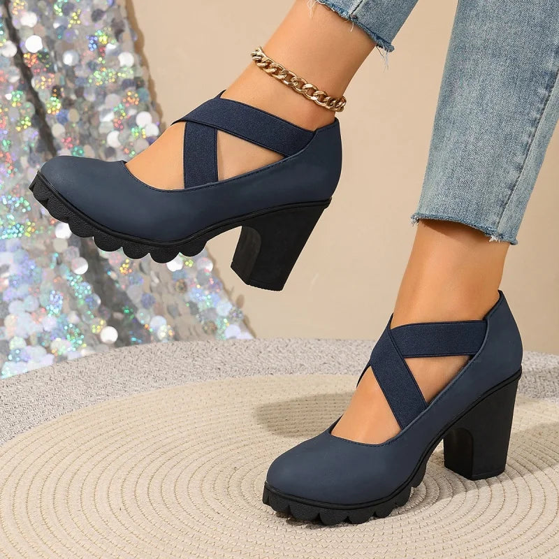 Zapatos Mary Jane con plataforma Inés - Azul marino