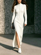 Vestido Nadia en blanco con abertura lateral