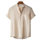 Kai Linen Henley T-Shirt detail