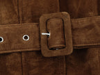 Chaqueta de ante sintético con cinturón Gala