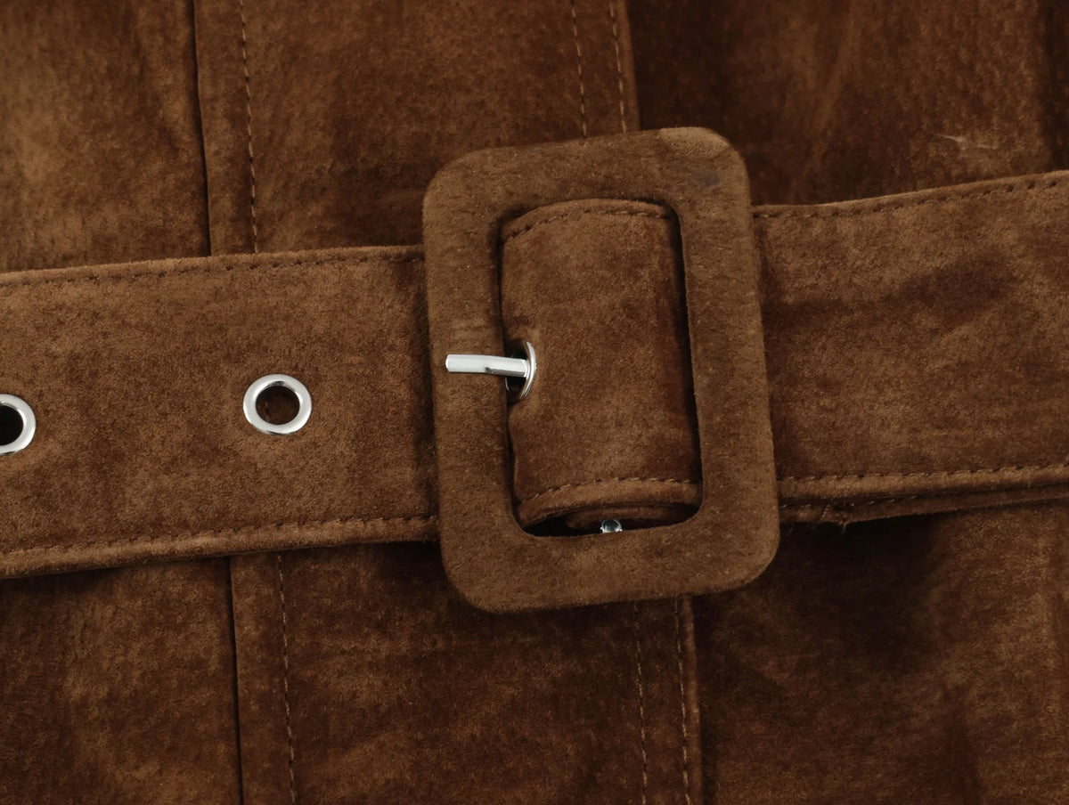 Chaqueta de ante sintético con cinturón Gala