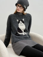 Luna Cat Jacquard Knit Sweater