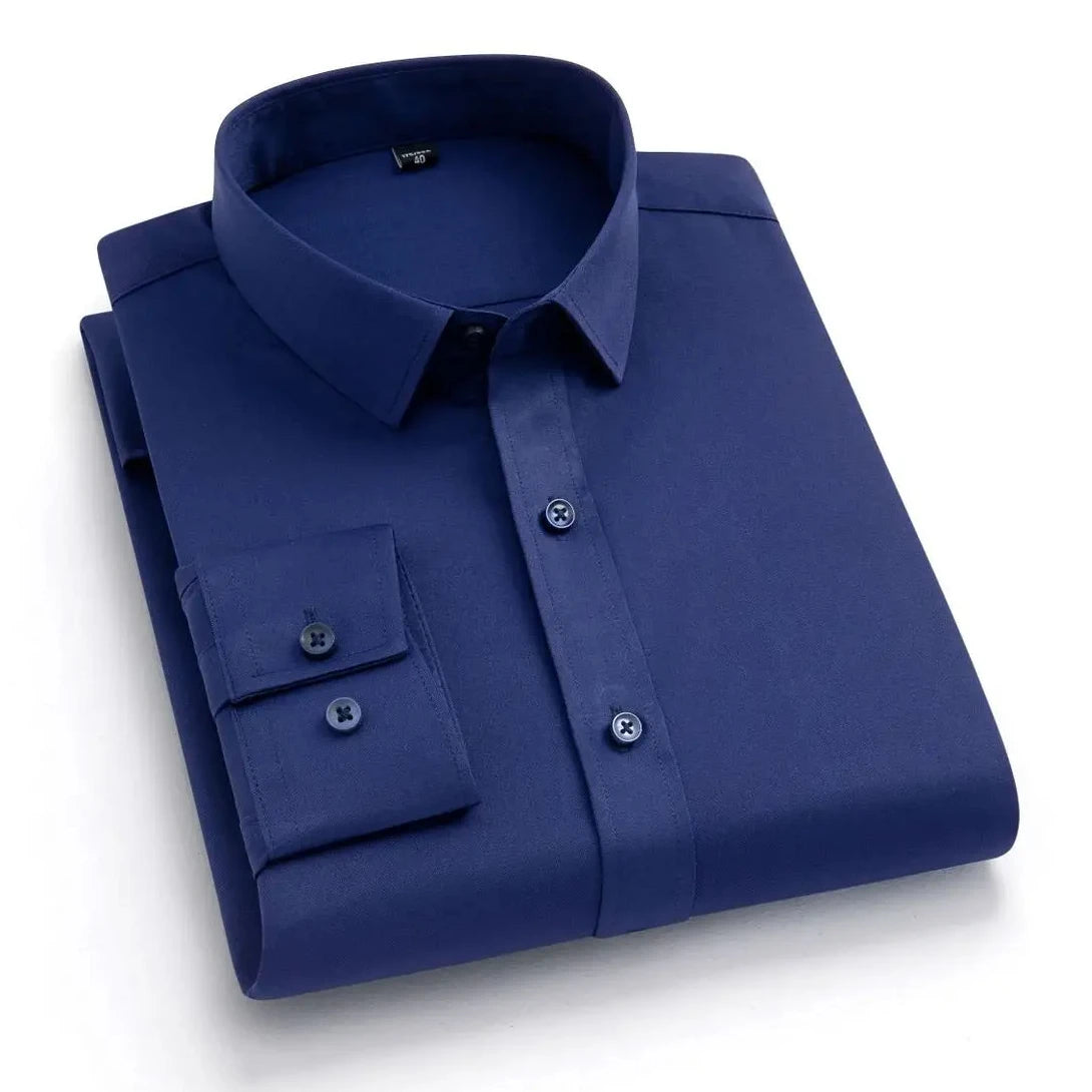 Camisa de vestir sin planchar Nolan en azul oscuro