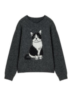 Luna Cat Jacquard Knit Sweater
