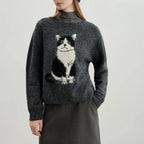 Luna Cat Jacquard Knit Sweater