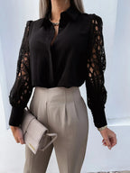 Camisa con mangas de encaje calado Alba