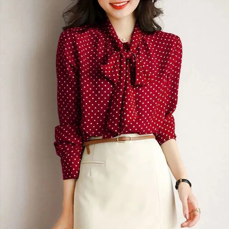 Blusa de lunares con lazo Vera - Rojo