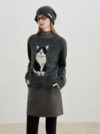 Luna Cat Jacquard Knit Sweater