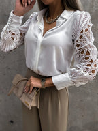 Camisa con mangas de encaje calado Alba