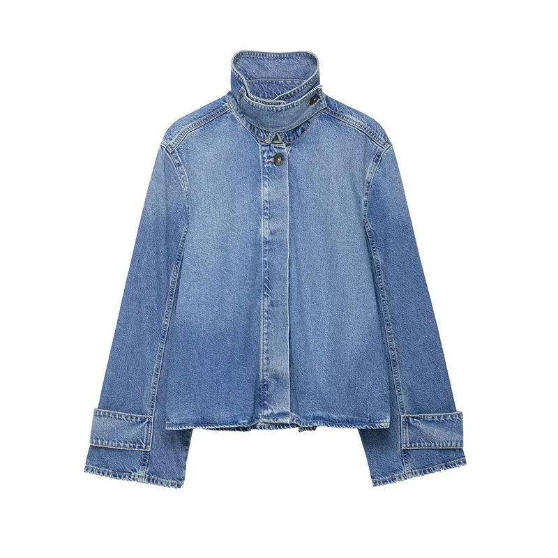 Chaqueta vaquera de cuello alto Jade - Azul medio
