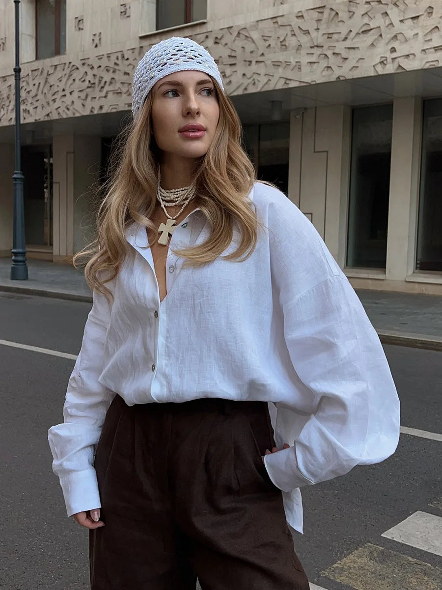 Camisa oversize de algodón Carmen - Blanco