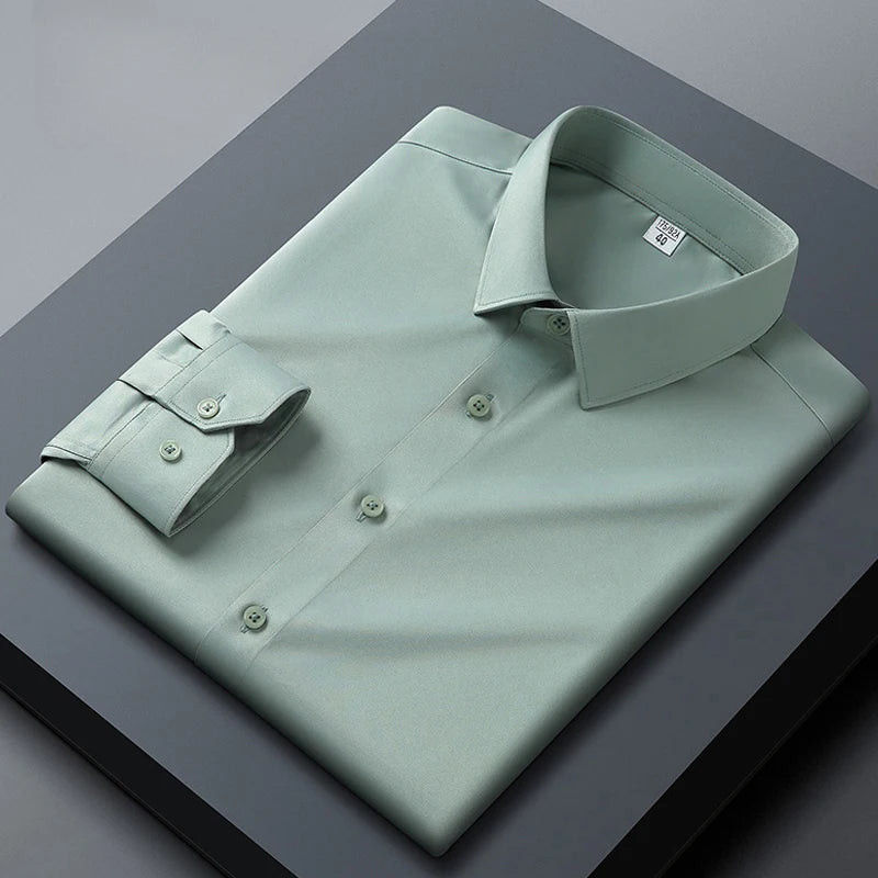 Camisa de seda de hielo Otto en verde pálido