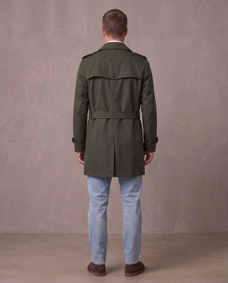 Gabardina corta estilo inglés Víctor, otra vista - Verde militar