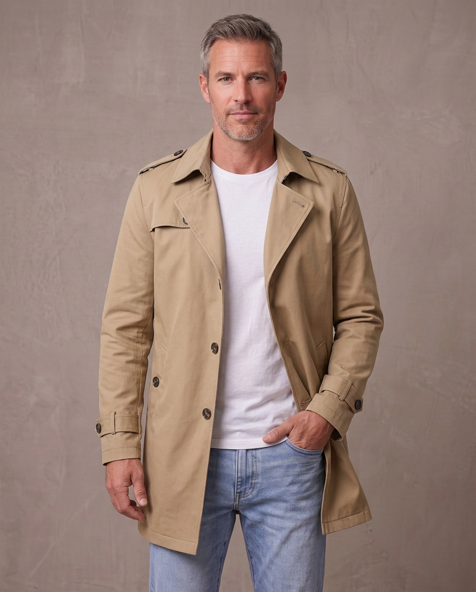Gabardina de solapa con botones Álvaro - Caqui