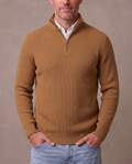 Jersey de canalé con media cremallera Gonzalo - Camel