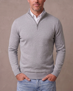 Jersey de punto fino con media cremallera Marcos - Gris claro