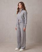 Conjunto de punto con cremallera Lorena, vista de tres cuartos - Gris