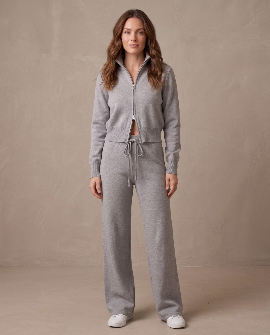 Conjunto de punto con cremallera Lorena - Gris