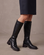 Botas altas de tacón ancho Cristina, detalle - Negro