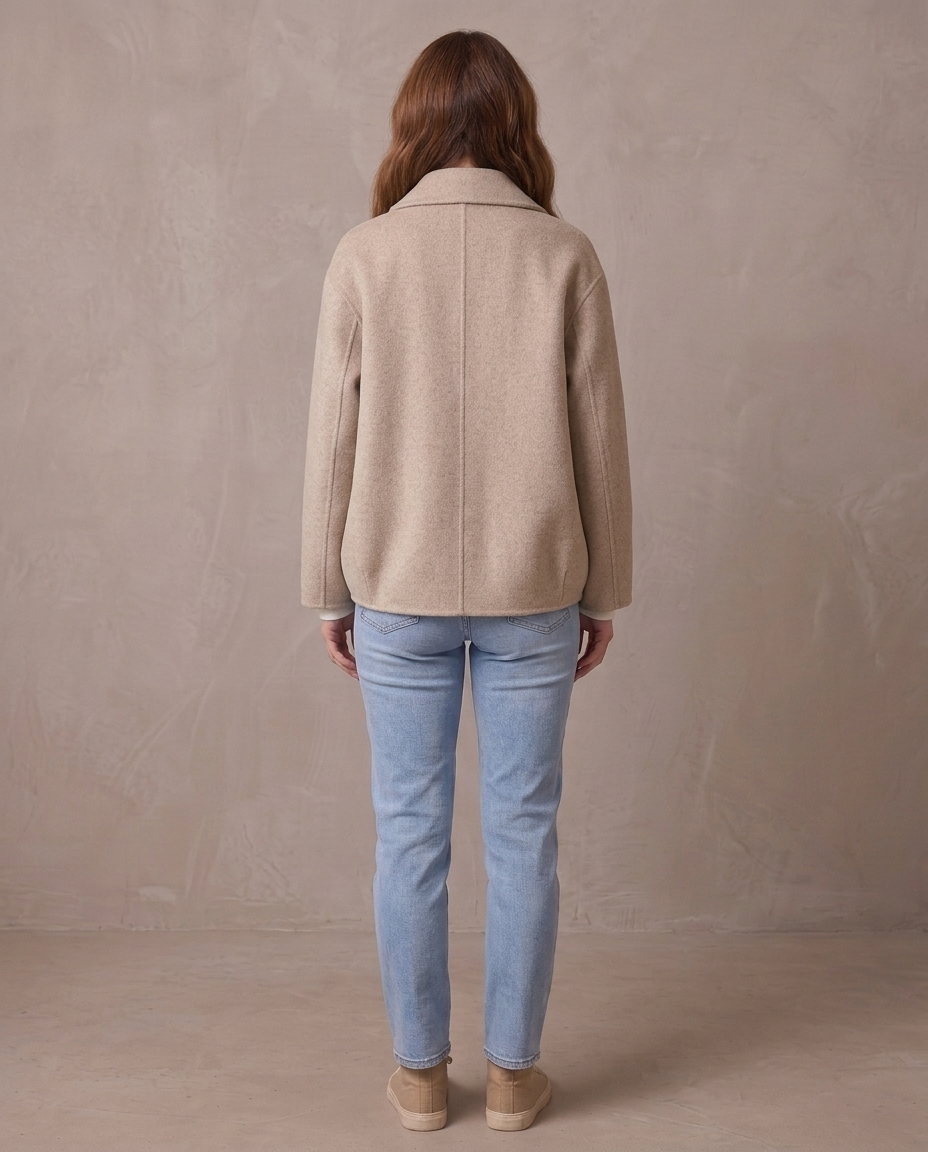Abrigo corto de paño con cuello Blanca, otra vista - Beige