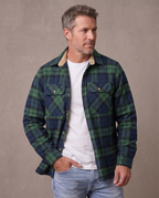 Sobrecamisa de franela a cuadros Martín, vista de tres cuartos - Verde