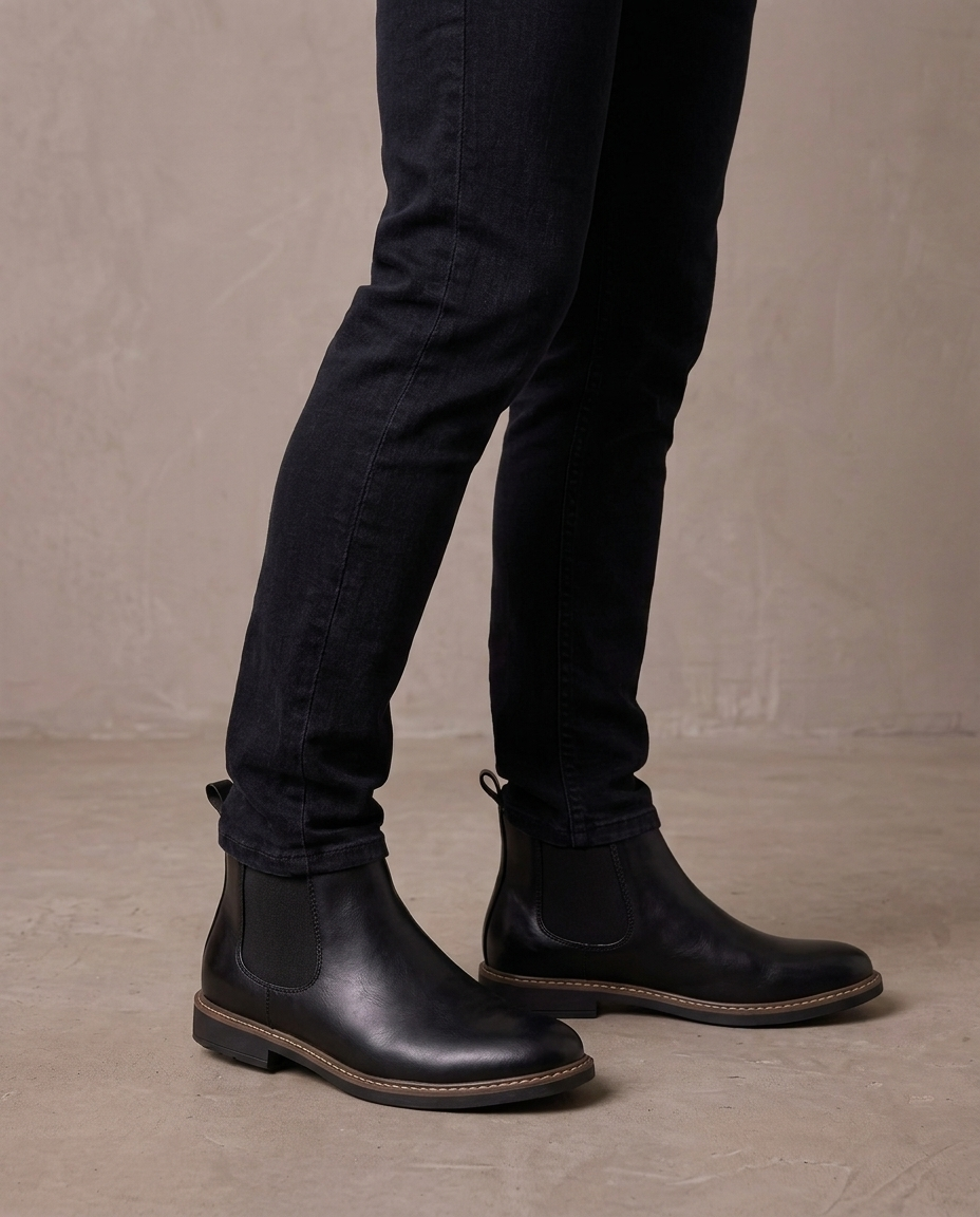 Botas Chelsea de piel sintética Javier, vista lateral - Negro