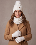 Set de invierno gorro, cuello y guantes Lía - Blanco