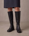 Botas altas de tacón ancho Cristina, vista de frente - Negro