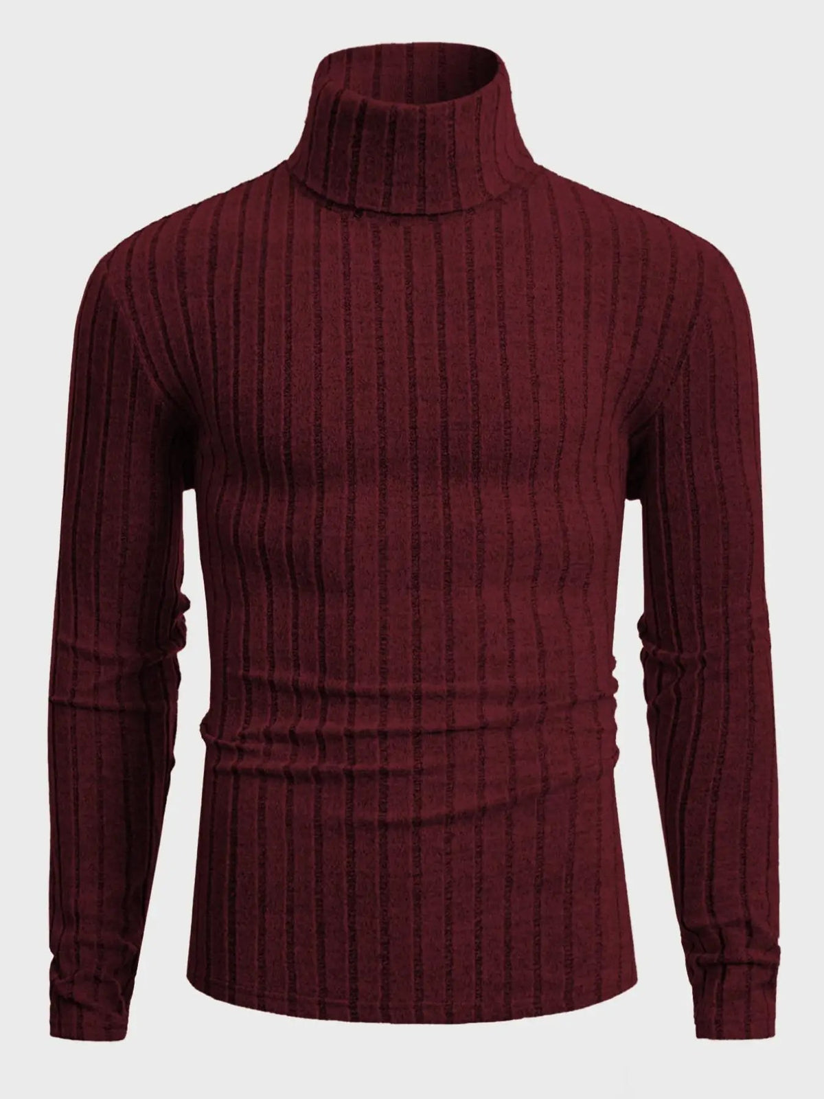Jersey de canalé con cuello alto en burdeos