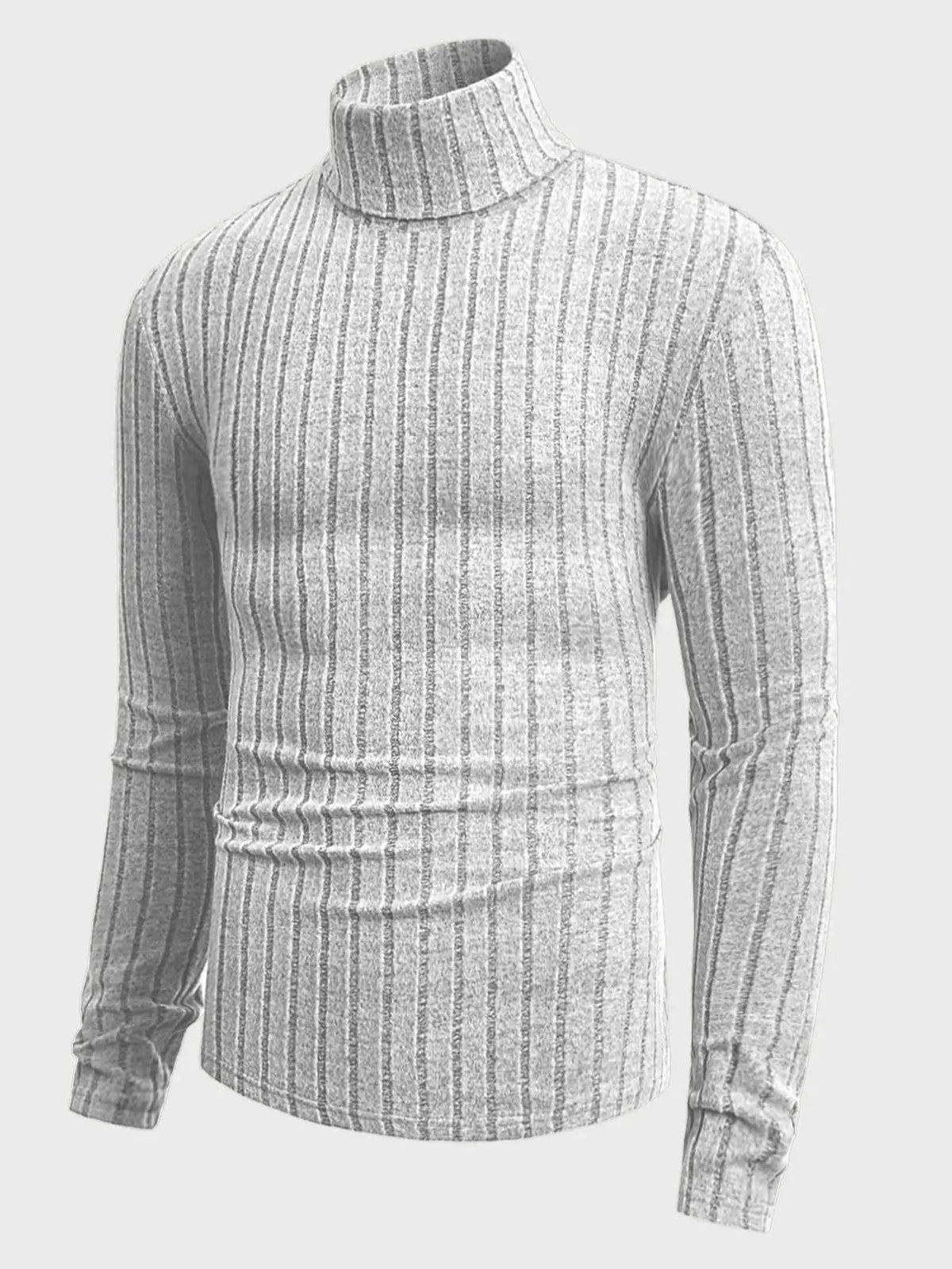 Jersey de canalé con cuello alto en crudo