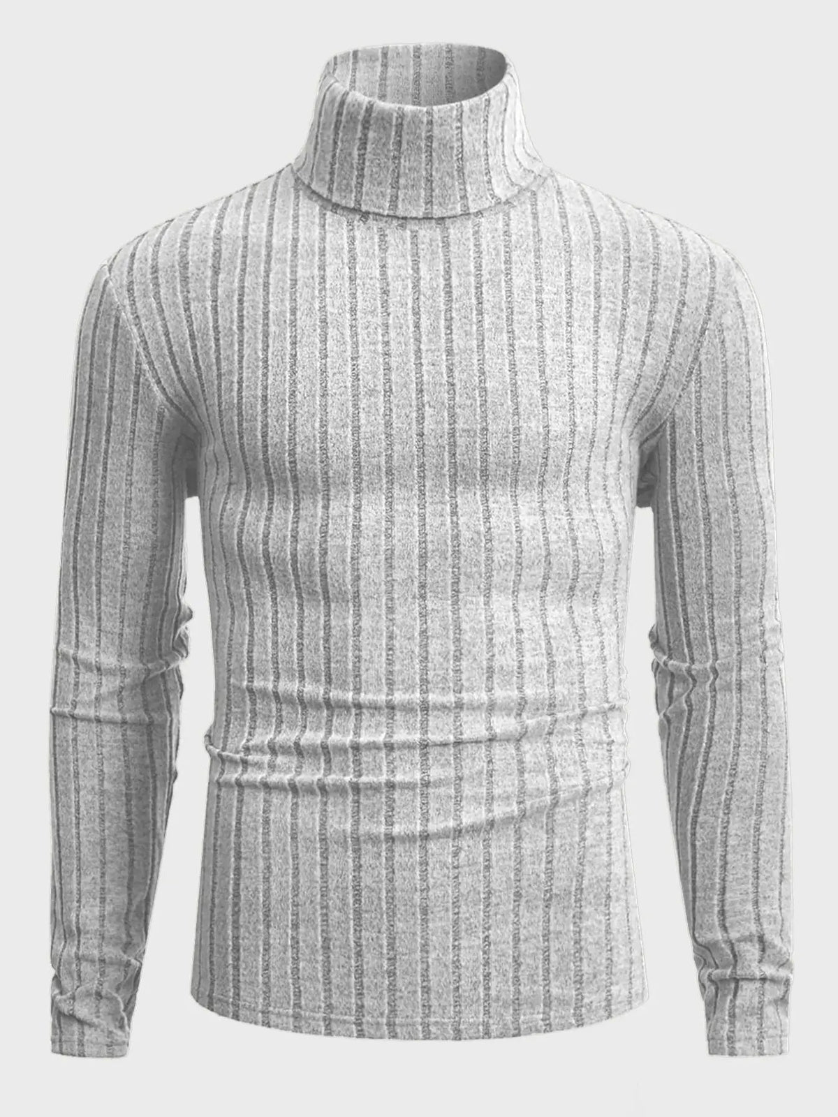 Jersey de canalé con cuello alto en gris