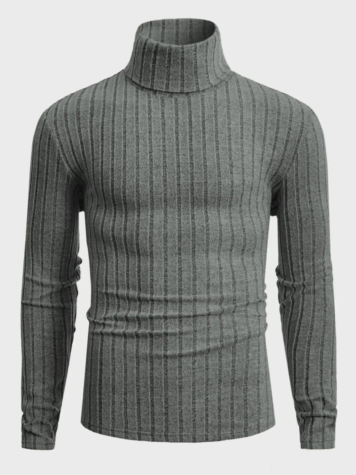 Jersey de canalé con cuello alto en gris oscuro