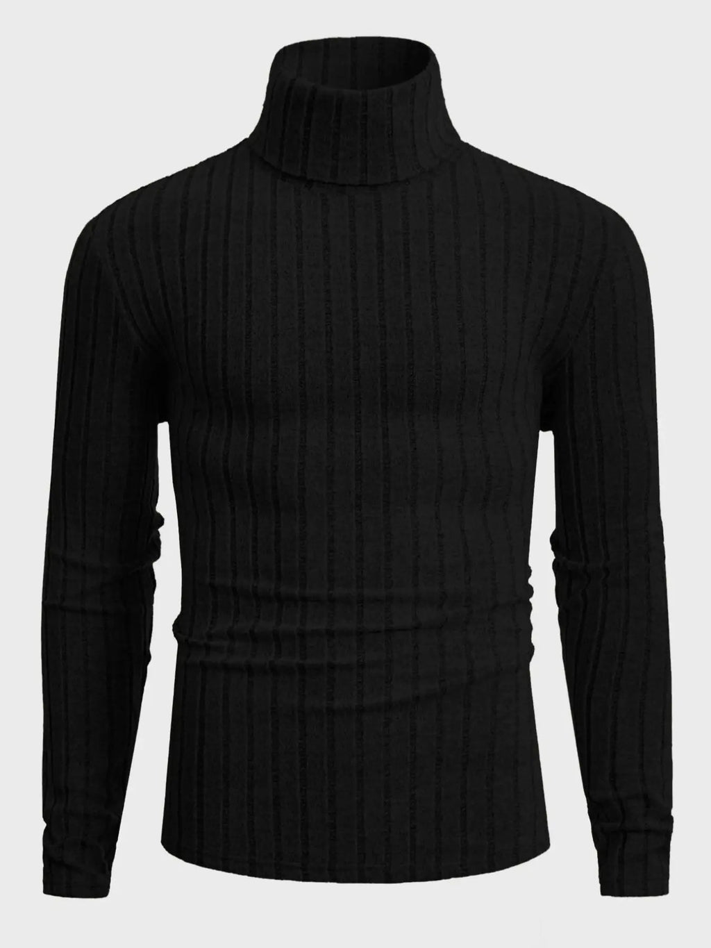 Jersey de canalé con cuello alto en negro