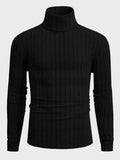 Jersey de canalé con cuello alto en negro