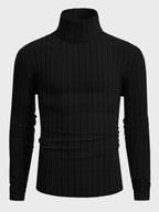 Jersey de canalé con cuello alto en negro