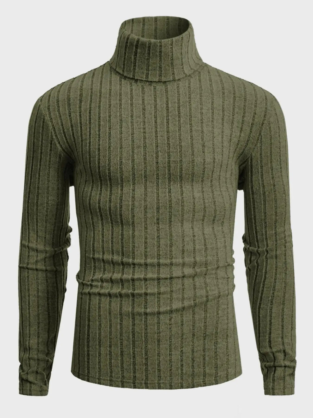 Jersey de canalé con cuello alto en verde oliva