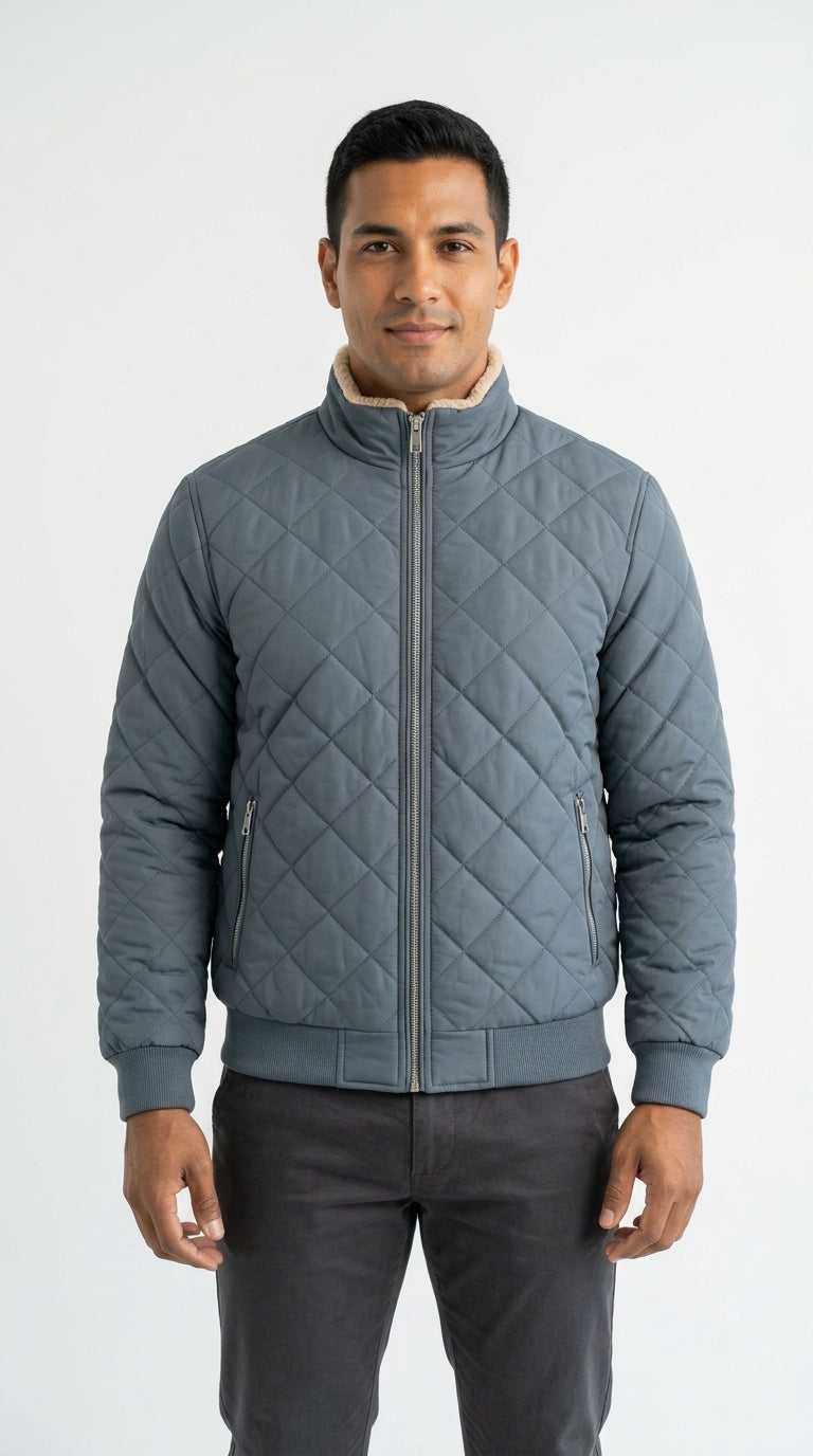 Knox Diamond Bomber - chaqueta bomber acolchada azul grisáceo modelo hombre