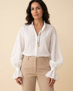 Camisa de algodón con manga globo Lucía