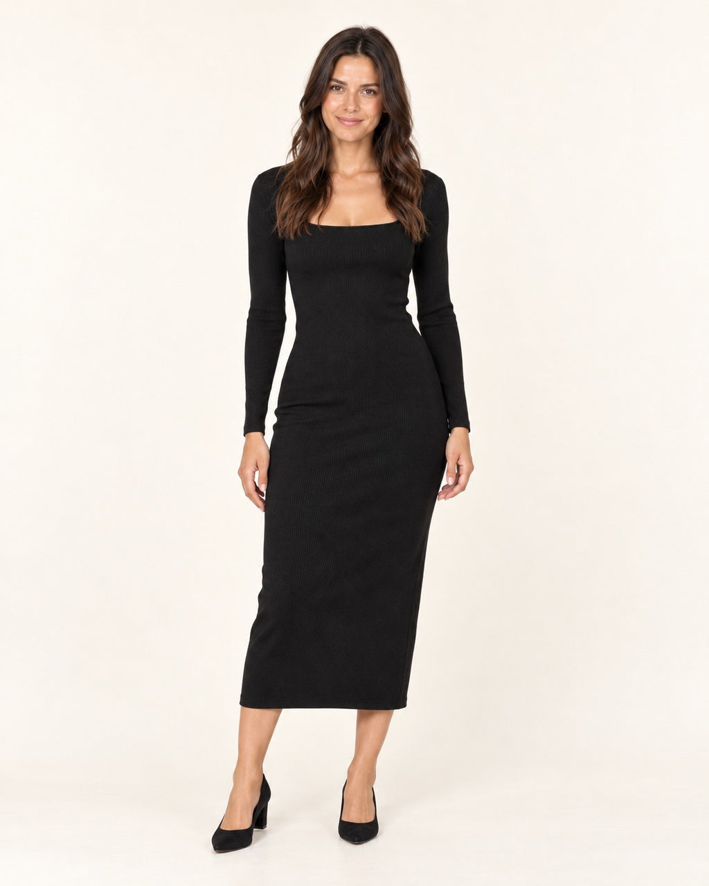 Vestido midi de punto acanalado Noor - Nordiva