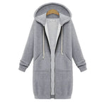 Abrigo sudadera largo con capucha Olivia gris
