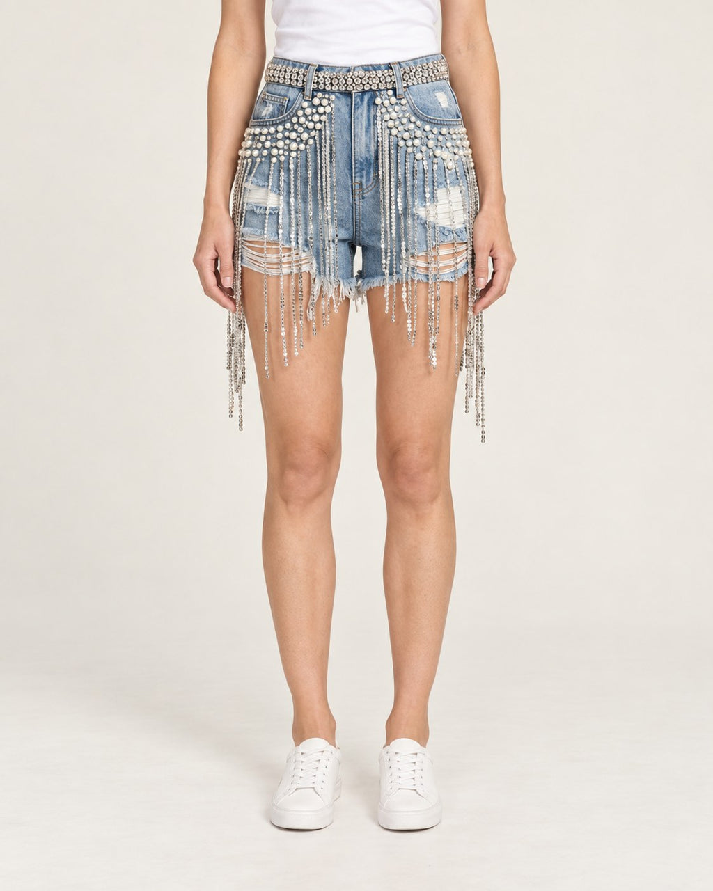 Shorts vaqueros con flecos Luisa