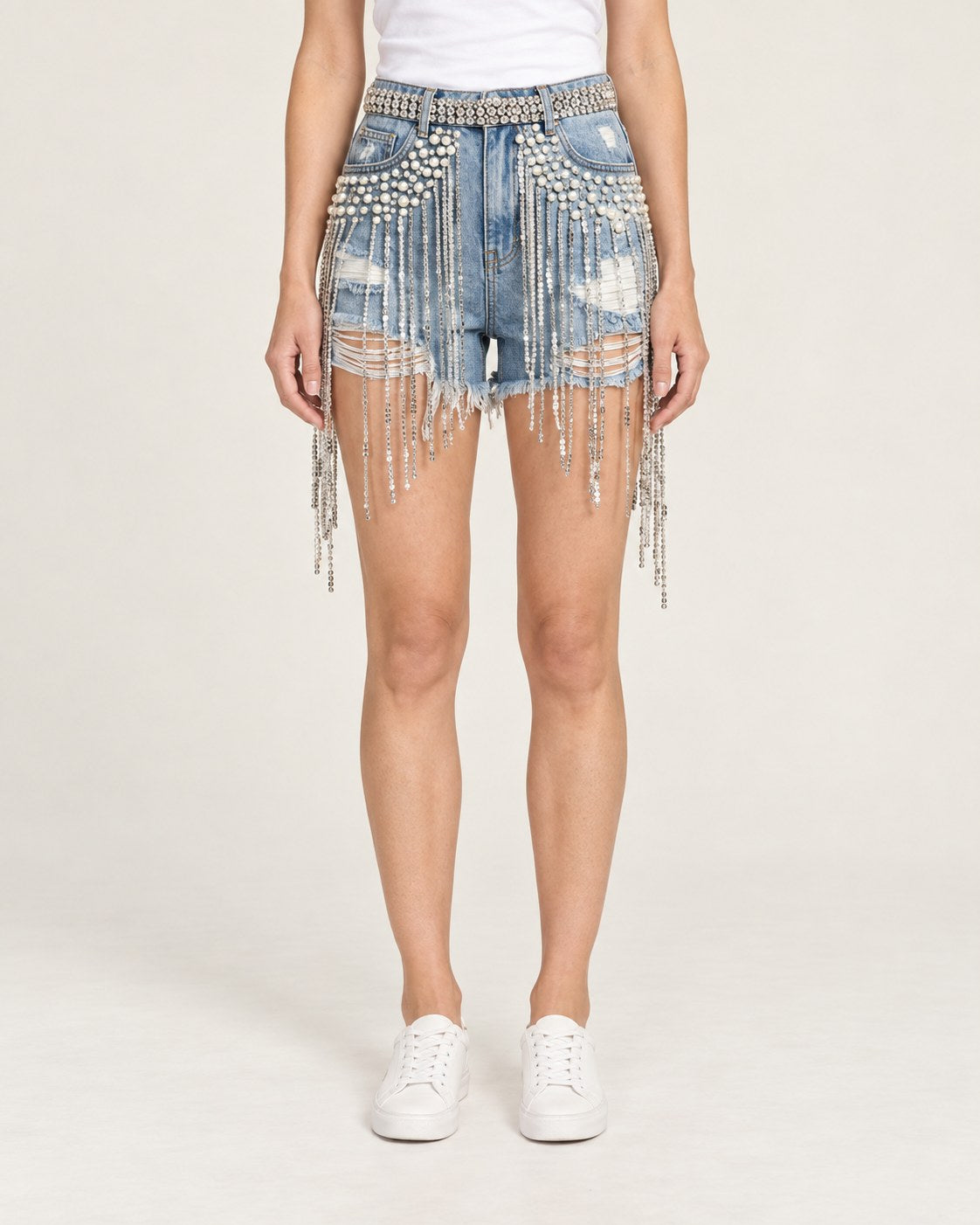 Shorts vaqueros con flecos Luisa