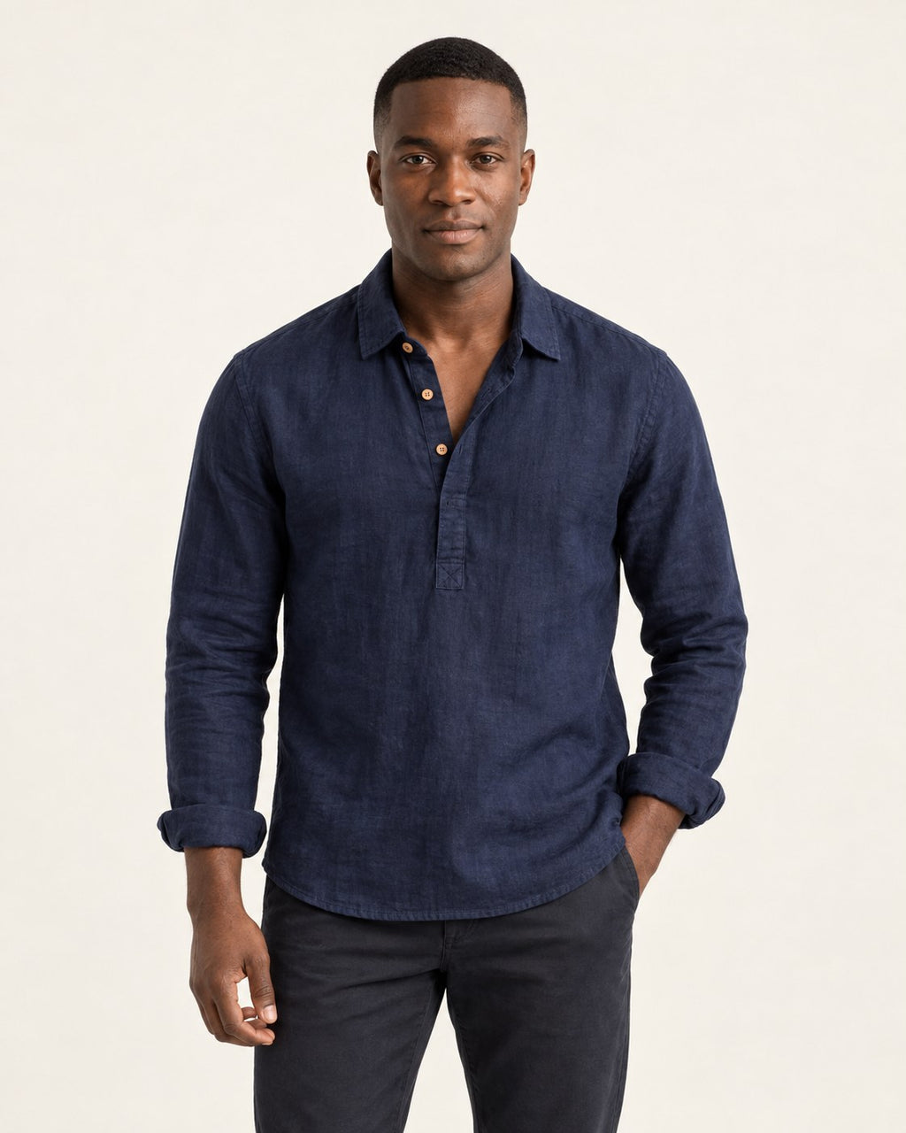 Camisa henley de lino Yuto