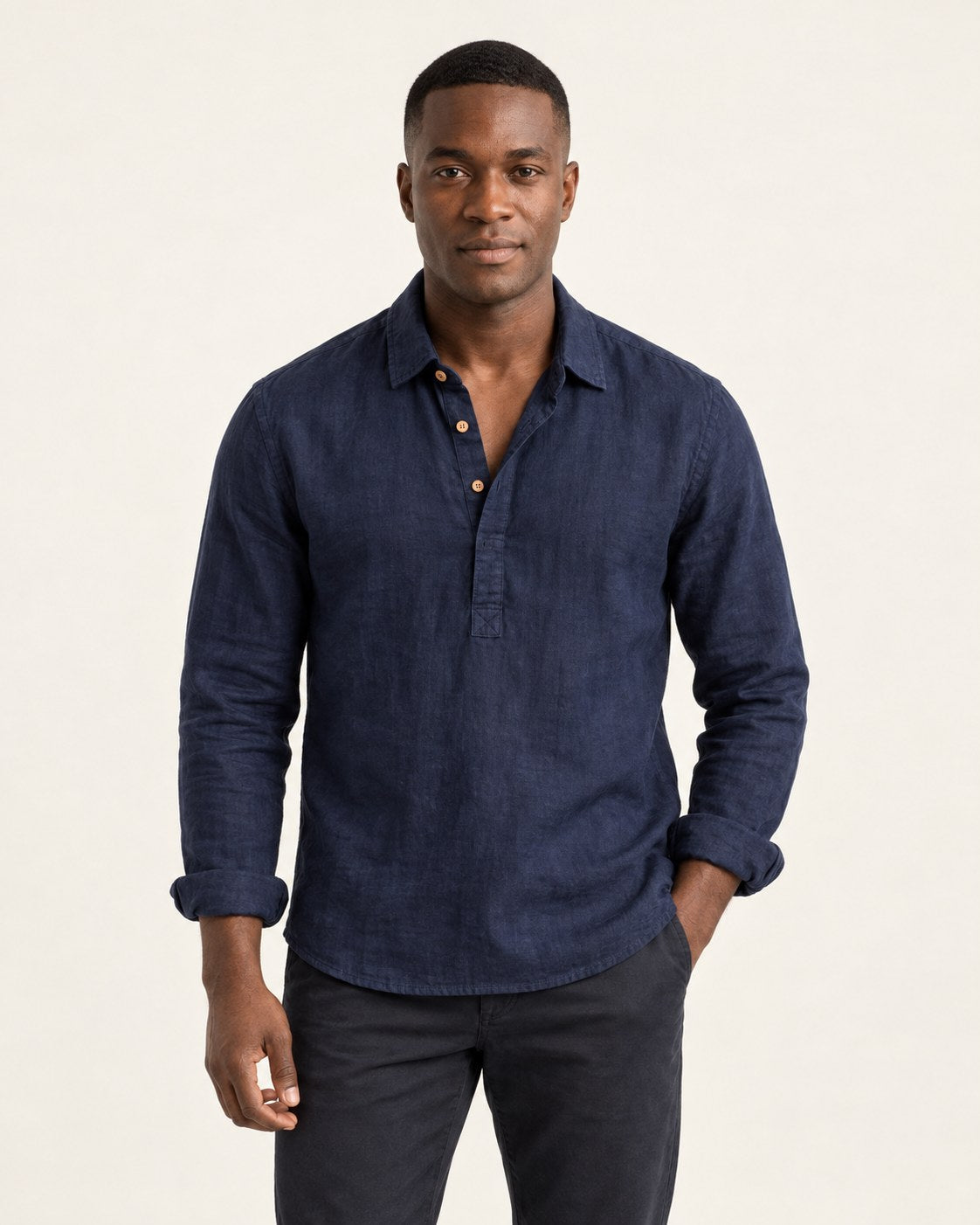 Camisa henley de lino Yuto