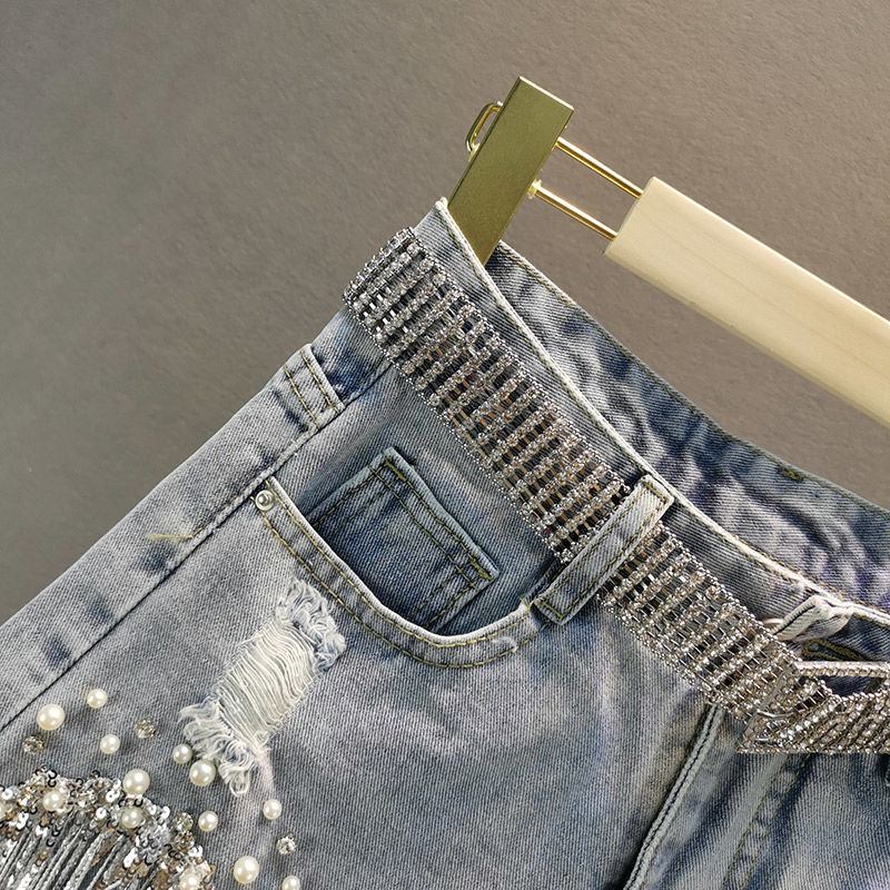 Shorts vaqueros con flecos Luisa