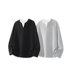 Camiseta de gofre Teo en negro y gris