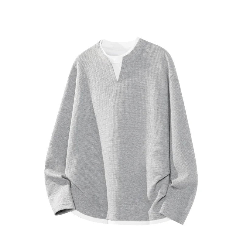 Camiseta de gofre Teo en gris