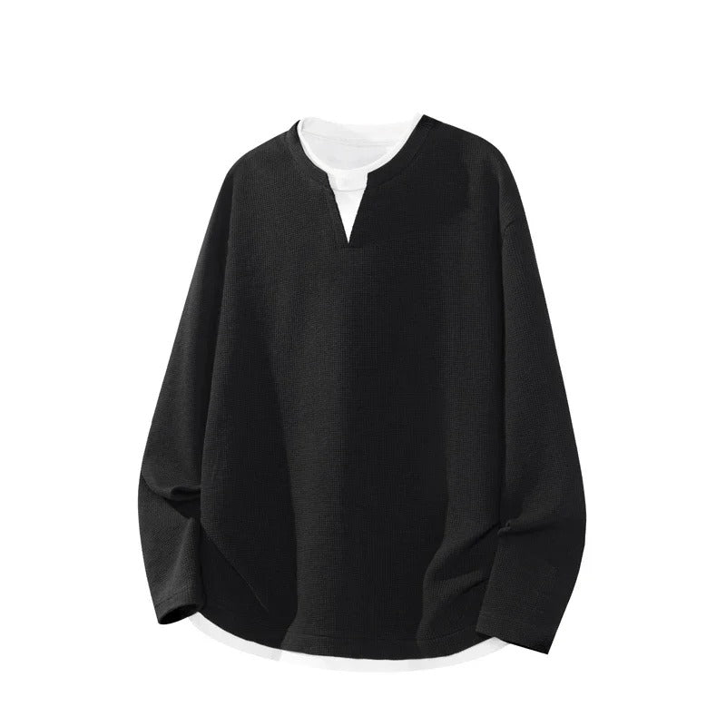 Camiseta de gofre Teo en negro
