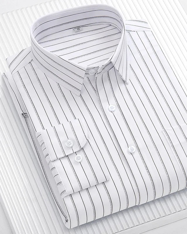 Camisa de rayas elástica Tomás - raya blanca